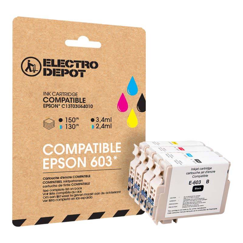Cartouche D'encre Electro Depot Compatible Epson E 603 Pack Noir Et Couleurs - Etoile De Mer Bon état -  reconditionné disponible sur Electro Depot